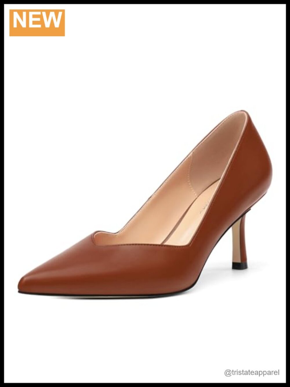 Faux Leather Kitten Heel Slip On Pumps Pointed Toe 2.5 Inch Women